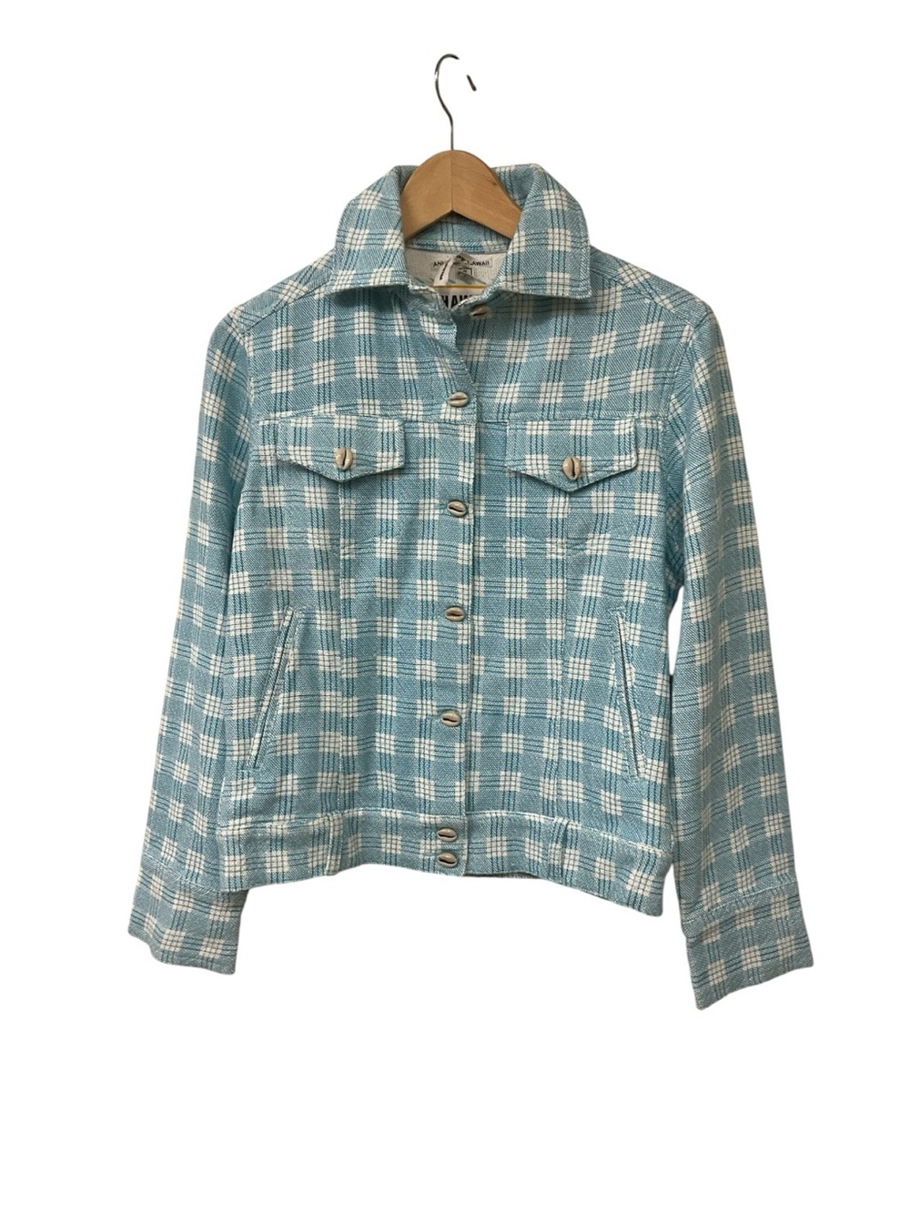 ANNACOCO HAWAII Palaka Surf Blazer Jacket Blue White Womens S New